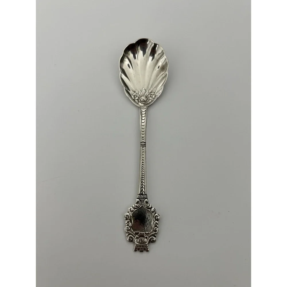 Antique 800 Silver Antiko Rose Sugar Shell Spoon - Souvenir 800 Silver Spoon
